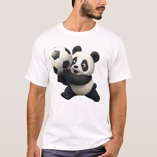 Panda Goalkeeper - Grappige voetbal te redden T-shirt (Voorkant)