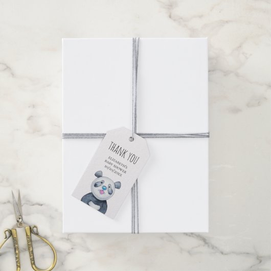 Panda. Grappig schattig dier. Baby shower bedankt Cadeaulabel (Met Touw)