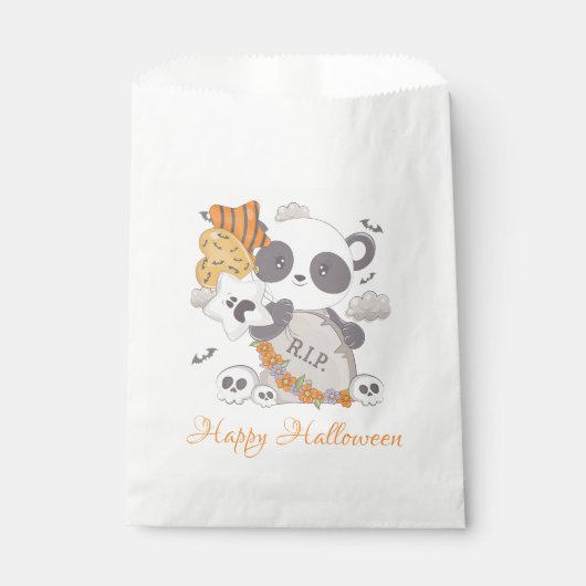 Panda Grave Rip Bats Happy Halloween Bedankzakje (Voorkant)