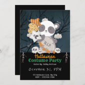 Panda Grave RIP Vleermuizen Wolken Zwart Halloween Kaart (Voorkant / Achterkant)