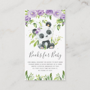 Panda Greenery Paarse Floral Books voor Baby Informatiekaartje