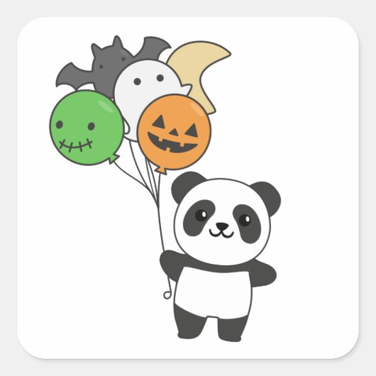 Panda halloween ballonnen voor kinderen die Pandas Vierkante Sticker (Voorkant)