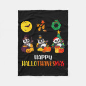 Panda Halloween Christmas Happy Hallothanksmas Pan Fleece Deken (Voorkant)