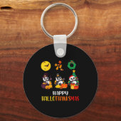 Panda Halloween Christmas Happy Hallothanksmas Pan Sleutelhanger (Voorkant)