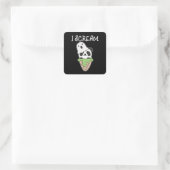 Panda Halloween Ghost I Scream Ice Cream Pun Vierkante Sticker (Tas)