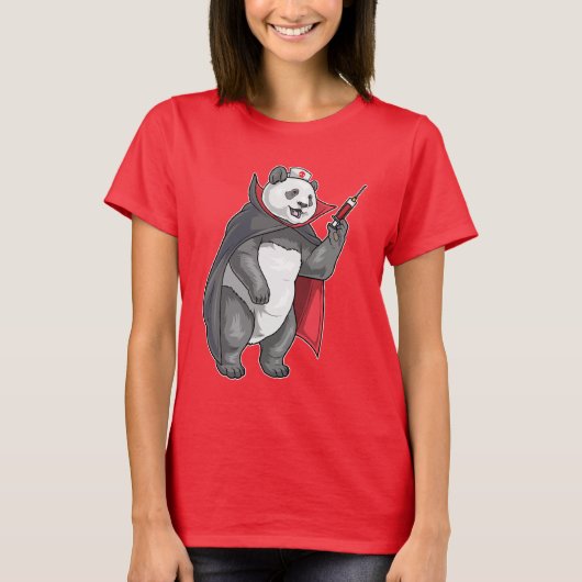 Panda Halloween Vampire Nurse T-shirt (Voorkant)