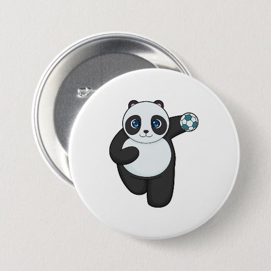 Panda Handball-speler Handball Ronde Button 7,6 Cm (Voorkant /achterkant)