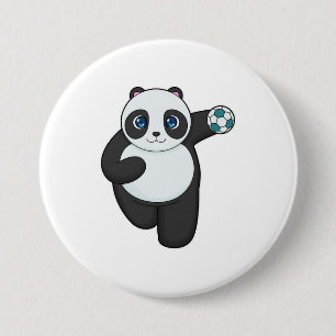Panda Handball-speler Handball Ronde Button 7,6 Cm