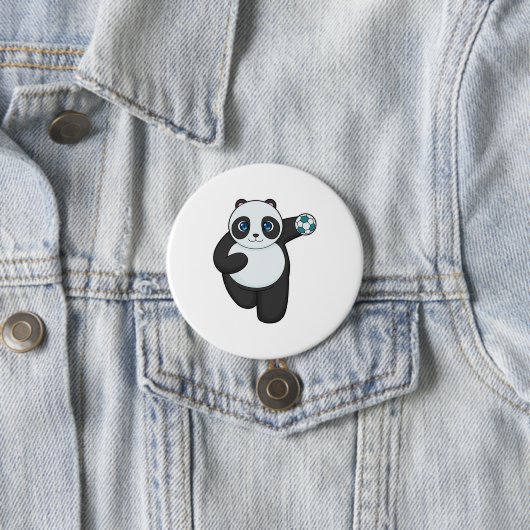 Panda Handball-speler Handball Ronde Button 7,6 Cm (In situ)