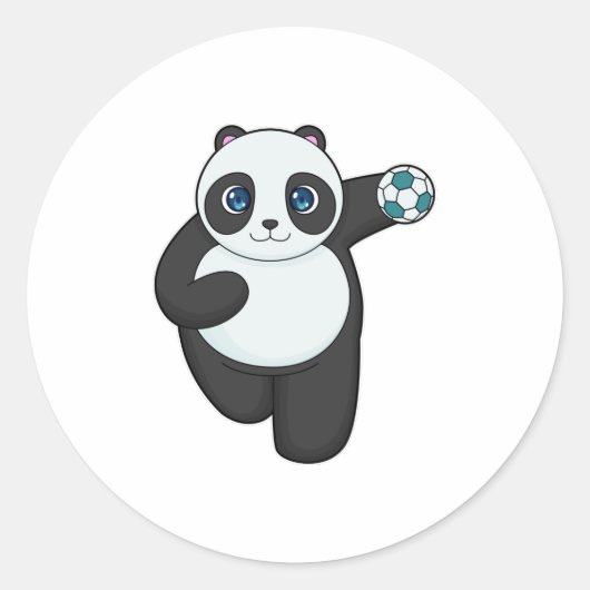 Panda Handball-speler Handball Ronde Sticker (Voorkant)