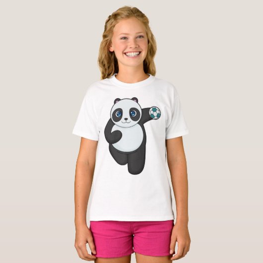 Panda Handball-speler Handball T-shirt (Voorkant volledig)