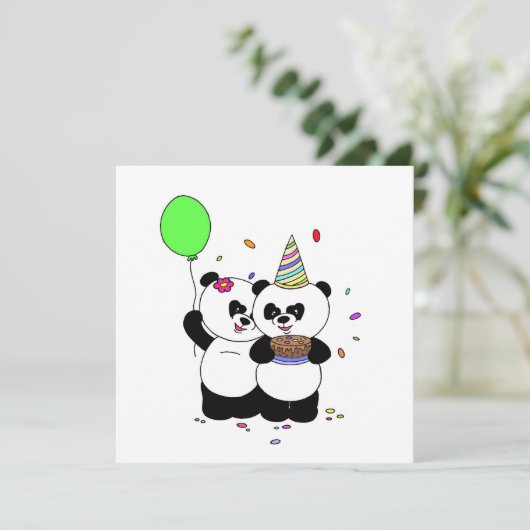 Panda Happy Birthday Kaart (Staand voorkant)