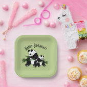 Panda Happy Birthday opgroeien Papieren Bordje (Feest)