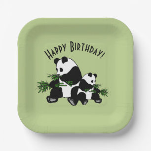 Panda Happy Birthday opgroeien Papieren Bordje