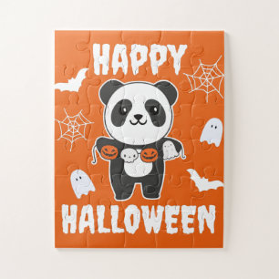Panda Happy Halloween Pumpkin Bat Costume Jigzaag Legpuzzel