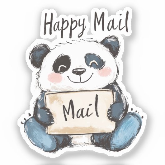 Panda Happy Mail Sticker (Voorkant)
