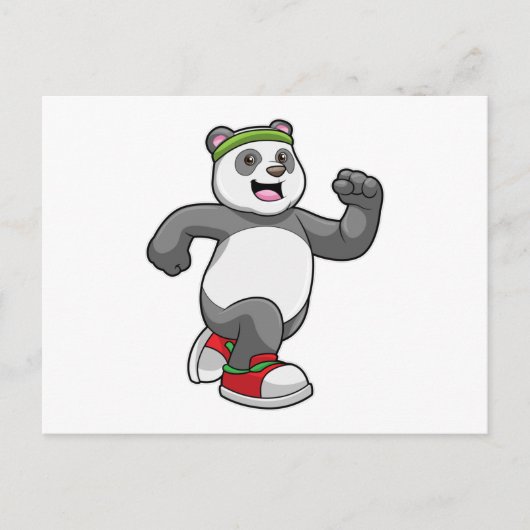 Panda hardlopend met hoofdband briefkaart (Voorkant)