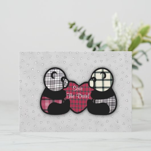 Panda hart slaat de datum op save the date (Staand voorkant)