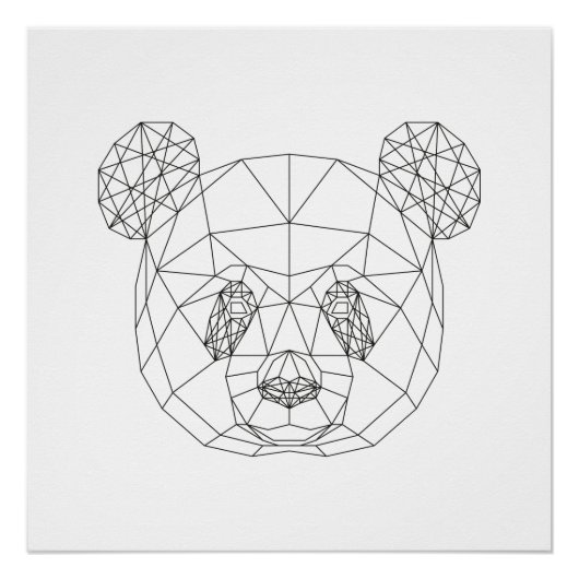Panda Head Geometric Black White Modern Art Print Perfect Poster (Voorkant)