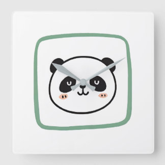 Panda head minimalist graphic icon vierkante klok