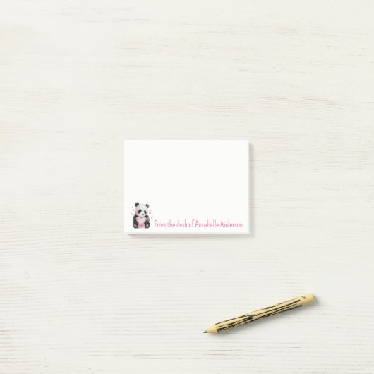Panda Hearts personaliseren Post-it® Notes (Op bureau)