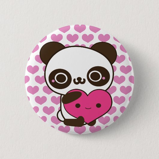 Panda Hearts Ronde Button 5,7 Cm (Voorkant)