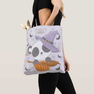 Panda Heks Paarse Heksen Pet Geesten Halloween Tote Bag