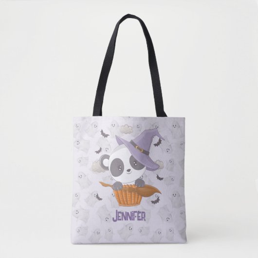Panda Heks Paarse Heksen Pet Geesten Halloween Tote Bag (Voorkant)
