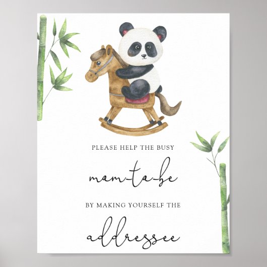 Panda helpt de drukke aanstaande moeder een envelo poster (Voorkant)