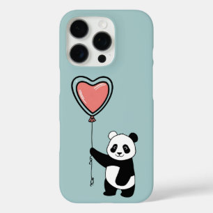 Panda Holding Heart Balloon - Zoet iPhone 16 Pro Hoesje
