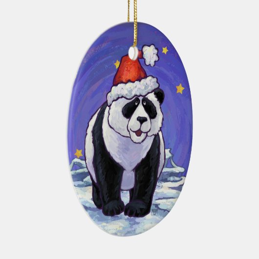 Panda Holiday Keramisch Ornament (Rechts)