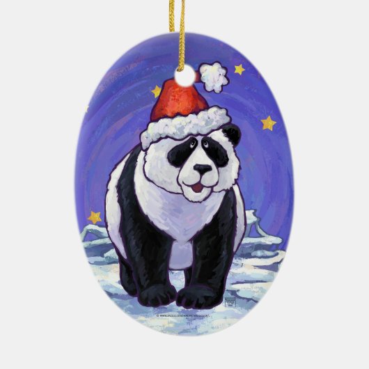 Panda Holiday Keramisch Ornament (Achterkant)