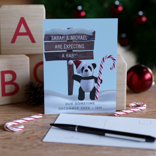 Panda Holiday Zwangerschap Aankondiging Briefkaart