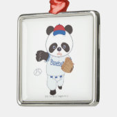 Panda-honkbalspeler die een honkbal ronddraait metalen ornament (Links)
