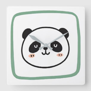 Panda hoofd minimalistische grafische icoon vierkante klok