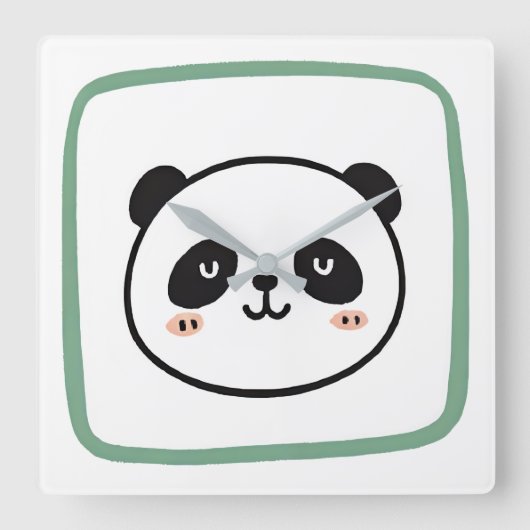 Panda hoofd minimalistische grafische icoon vierkante klok (Voorkant)