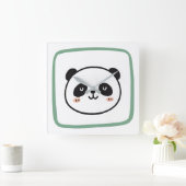 Panda hoofd minimalistische grafische icoon vierkante klok (Huis)