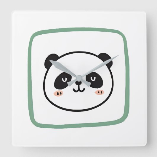Panda hoofd minimalistische grafische icoon vierkante klok (Voorkant)