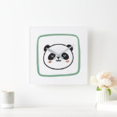 Panda hoofd minimalistische grafische icoon vierkante klok (Huis)