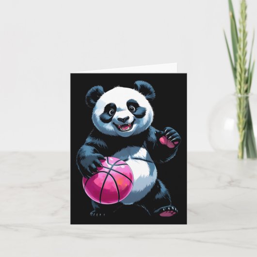 Panda Hoops - Schattigee basketbalspeler Sticker Kaart (Voorkant)