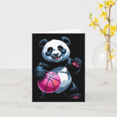 Panda Hoops - Schattigee basketbalspeler Sticker Kaart (Gele Bloem)