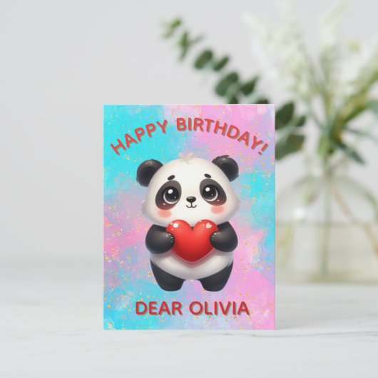 Panda houdt van hart briefkaart (Staand voorkant)