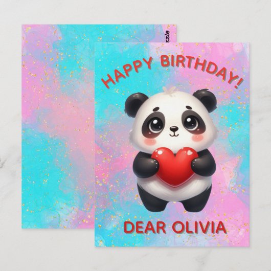 Panda houdt van hart briefkaart (Voorkant / Achterkant)