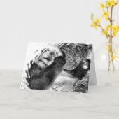 Panda Hug B&W Wenskaart Kaart (Gele Bloem)