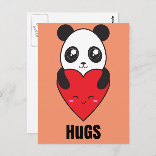 Panda Hugs Briefkaart (Voorkant / Achterkant)