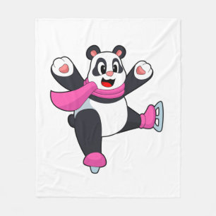 Panda Ice skating Ice schaatsen Fleece Deken