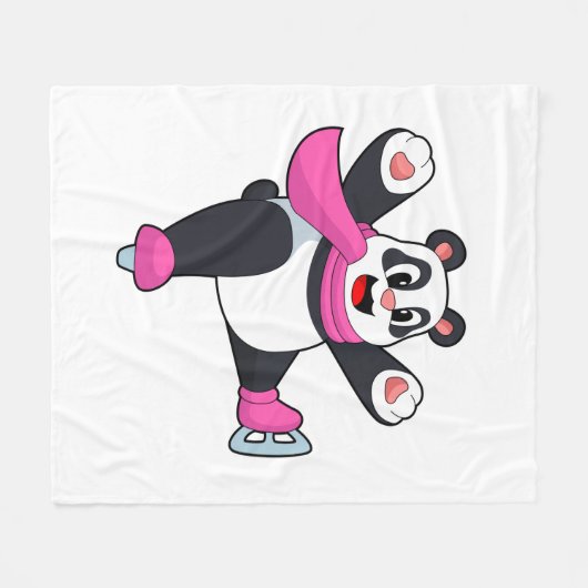 Panda Ice skating Ice schaatsen Fleece Deken (Voorkant (Horizontaal))