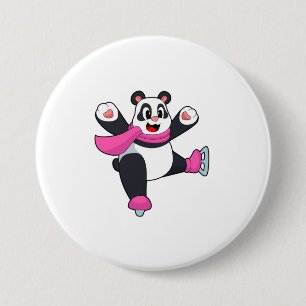 Panda Ice skating Ice schaatsen Ronde Button 7,6 Cm