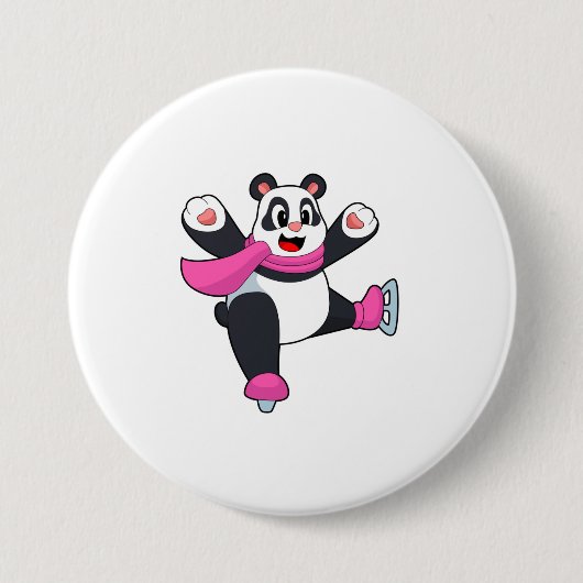 Panda Ice skating Ice schaatsen Ronde Button 7,6 Cm (Voorkant)