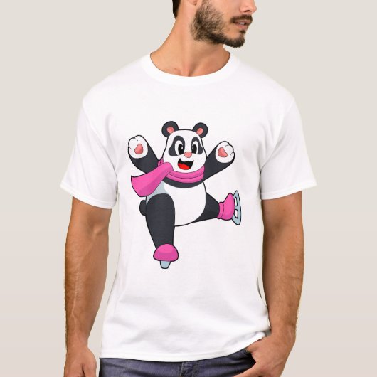 Panda Ice skating Ice schaatsen T-shirt (Voorkant)